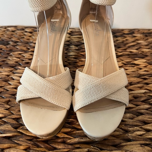 CHARLES BY CHARLES DAVID Cream Wedge with Cork Heel and Zipper Size 8.5 - Picture 7 of 10